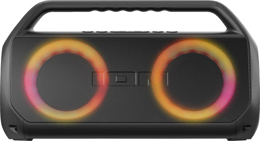 ION Audio Uber Boom Ultra - Water-Resistant Bluetooth Stereo Boombox with Lights